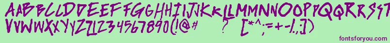 riseup tbs-Schriftart – Violette Schriften auf grünem Hintergrund