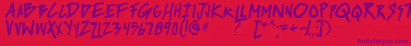 riseup tbs-Schriftart – Violette Schriften auf rotem Hintergrund