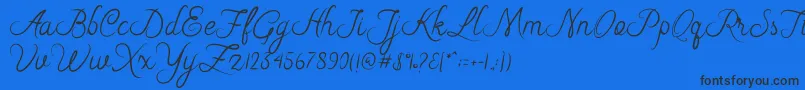 Fonte Riska Script – fontes pretas em um fundo azul