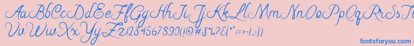 Fonte Riska Script – fontes azuis em um fundo rosa