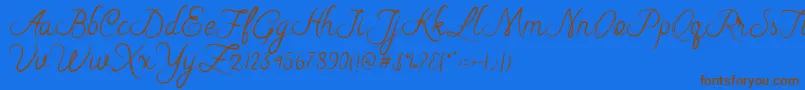 Riska Script Font – Brown Fonts on Blue Background