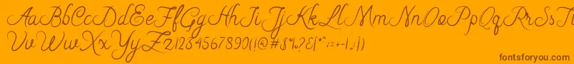 Riska Script-Schriftart – Braune Schriften auf orangefarbenem Hintergrund