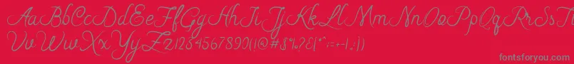 Riska Script-Schriftart – Graue Schriften auf rotem Hintergrund