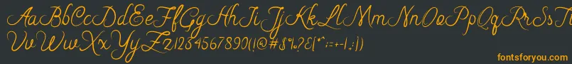 Riska Script-Schriftart – Orangefarbene Schriften auf schwarzem Hintergrund