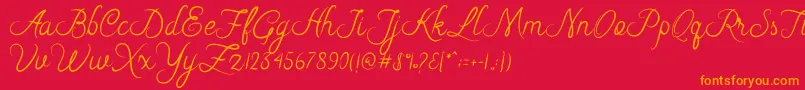fuente Riska Script – Fuentes Naranjas Sobre Fondo Rojo