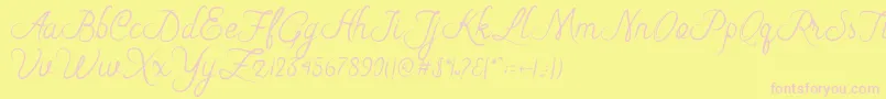 Fonte Riska Script – fontes rosa em um fundo amarelo