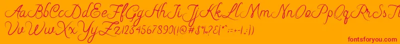Riska Script Font – Red Fonts on Orange Background