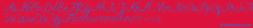 Riska Script-fontti – siniset fontit punaisella taustalla