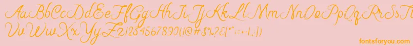 Riska Script-Schriftart – Orangefarbene Schriften auf rosa Hintergrund