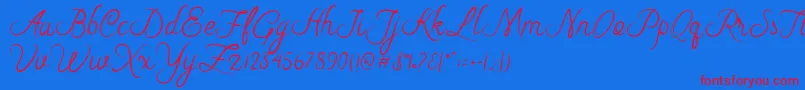 Czcionka Riska Script – czerwone czcionki na niebieskim tle