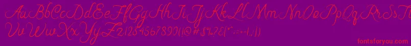 Riska Script-Schriftart – Rote Schriften auf violettem Hintergrund