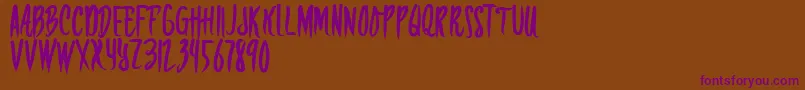 RISKERA DEMO-Schriftart – Violette Schriften auf braunem Hintergrund