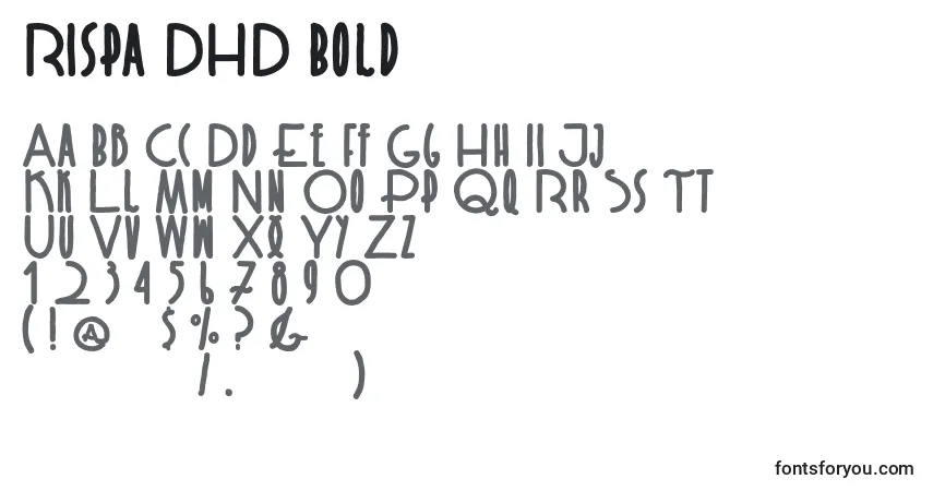 Шрифт Rispa DHD Bold – алфавит, цифры, специальные символы