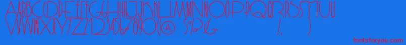 Rispa DHD Light-Schriftart – Rote Schriften auf blauem Hintergrund