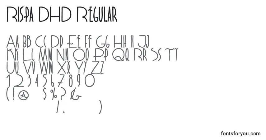 Шрифт Rispa DHD Regular – алфавит, цифры, специальные символы