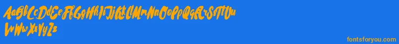 Fonte Rissa Typeface Demo – fontes laranjas em um fundo azul