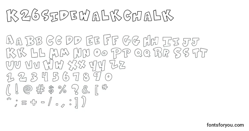 Czcionka K26sidewalkchalk – alfabet, cyfry, specjalne znaki