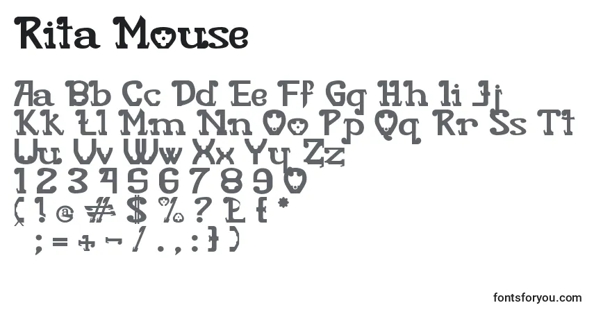 A fonte Rita Mouse – alfabeto, números, caracteres especiais