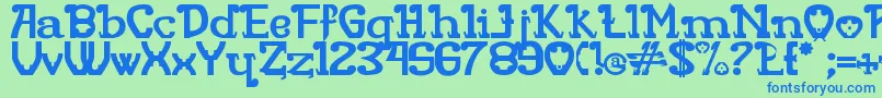 フォントRita Mouse – 青い文字は緑の背景です。