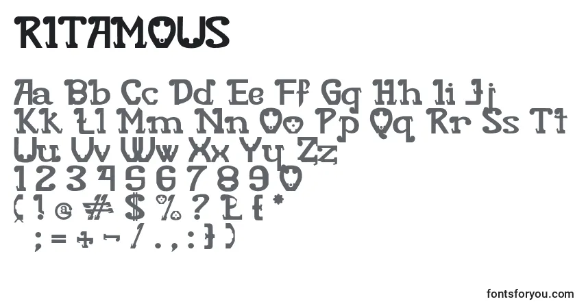 Czcionka RITAMOUS – alfabet, cyfry, specjalne znaki