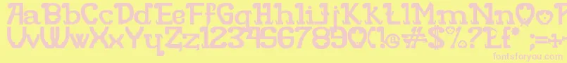 フォントRITAMOUS – ピンクのフォント、黄色の背景