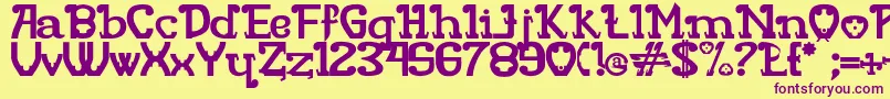 フォントRITAMOUS – 紫色のフォント、黄色の背景