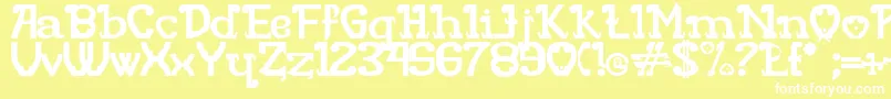RITAMOUS-fontti – valkoiset fontit keltaisella taustalla