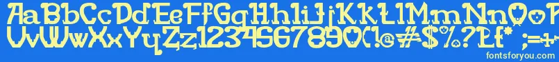 RITAMOUS-Schriftart – Gelbe Schriften auf blauem Hintergrund