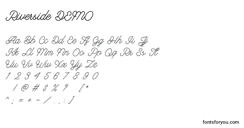 Шрифт Riverside DEMO – алфавит, цифры, специальные символы