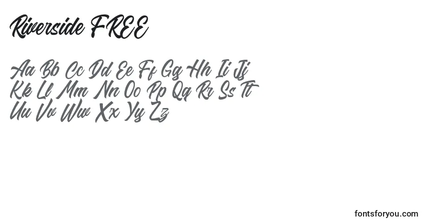 Schriftart Riverside FREE (138785) – Alphabet, Zahlen, spezielle Symbole