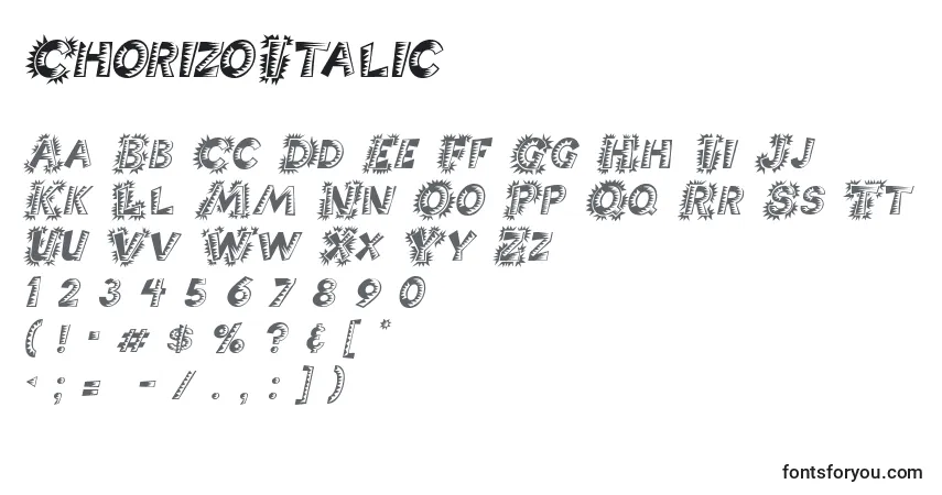 Шрифт ChorizoItalic – алфавит, цифры, специальные символы
