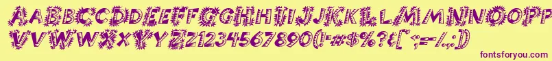 Fonte ChorizoItalic – fontes roxas em um fundo amarelo