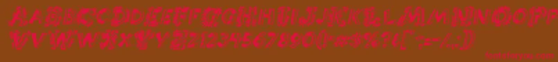 フォントChorizoItalic – 赤い文字が茶色の背景にあります。