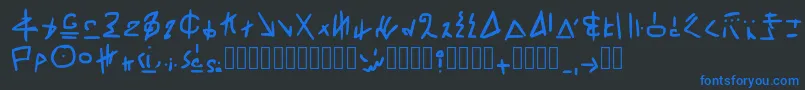 フォントRivworldFont Regular – 黒い背景に青い文字