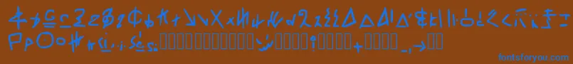 フォントRivworldFont Regular – 茶色の背景に青い文字