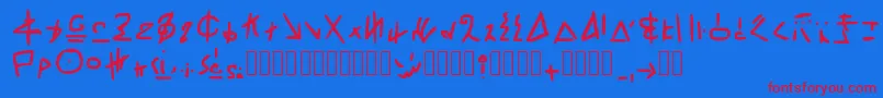 フォントRivworldFont Regular – 赤い文字の青い背景