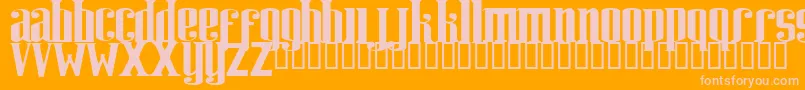 RIWEUK  -Schriftart – Rosa Schriften auf orangefarbenem Hintergrund