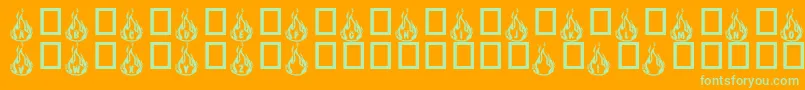 rmfire  -Schriftart – Grüne Schriften auf orangefarbenem Hintergrund