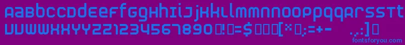 フォントRNS S    – 紫色の背景に青い文字