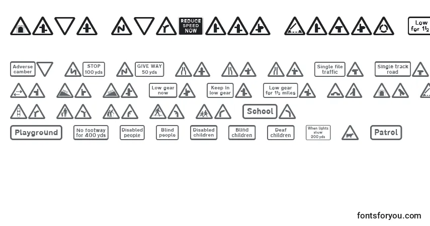 Fuente Road Caution Signs Part 1 - alfabeto, números, caracteres especiales
