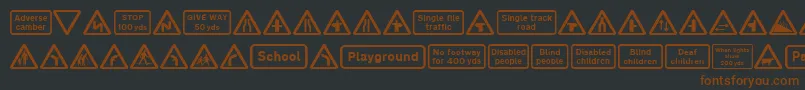 Road Caution Signs Part 1 Font – Brown Fonts on Black Background