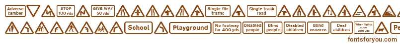 Road Caution Signs Part 1 Font – Brown Fonts on White Background