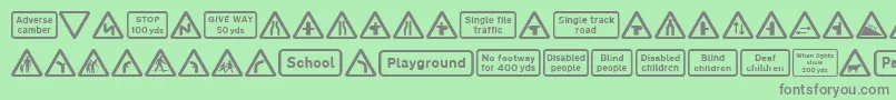 Road Caution Signs Part 1 Font – Gray Fonts on Green Background