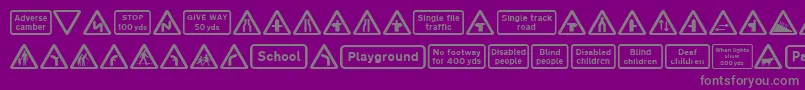 fuente Road Caution Signs Part 1 – Fuentes Grises Sobre Fondo Morado