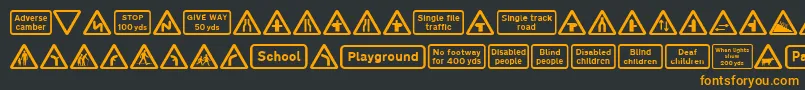 Police Road Caution Signs Part 1 – polices orange sur fond noir