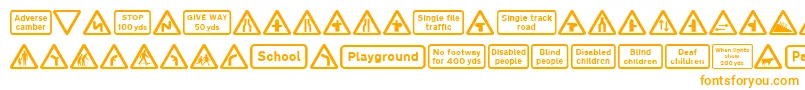 Police Road Caution Signs Part 1 – polices orange sur fond blanc