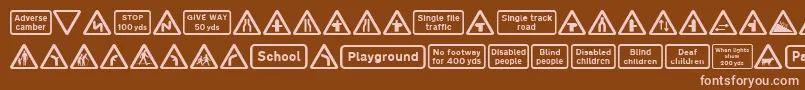 Road Caution Signs Part 1 Font – Pink Fonts on Brown Background