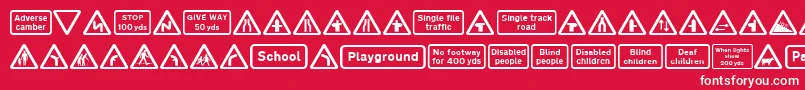 Police Road Caution Signs Part 1 – polices blanches sur fond rouge