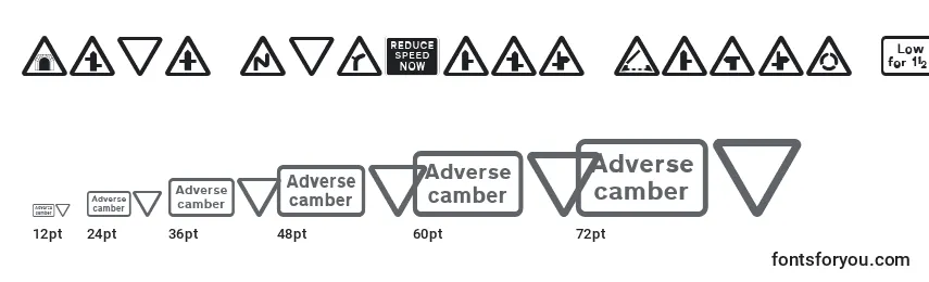 Größen der Schriftart Road Caution Signs Part 1