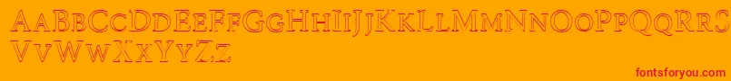 Road Race Outline-Schriftart – Rote Schriften auf orangefarbenem Hintergrund